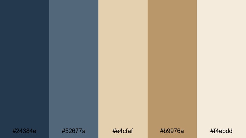 dusty reel horizon blue tan color palette with hex codes