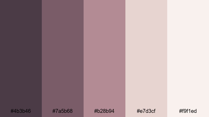 dusty rose evening fade gray maroon color palette with hex codes