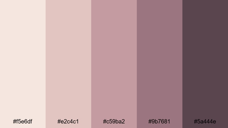 dusty rose keepsake rose gold champagne color palette with hex codes
