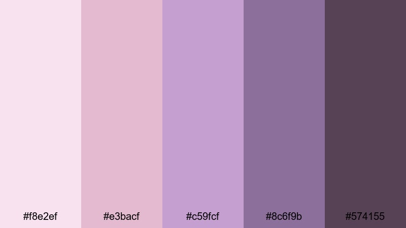 dusty rose lilac affair lilac color palette with hex codes