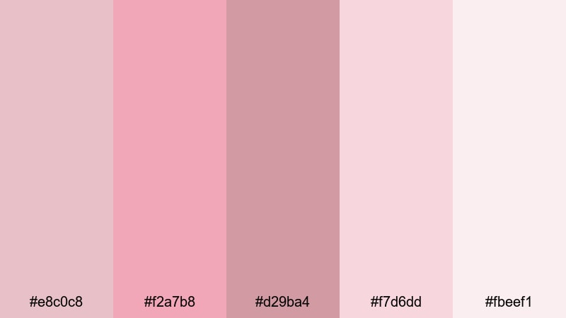dusty rose love story pale pink color palette with hex codes