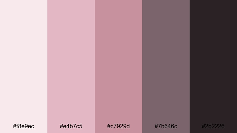 dusty rose minimal floral color palette with hex codes