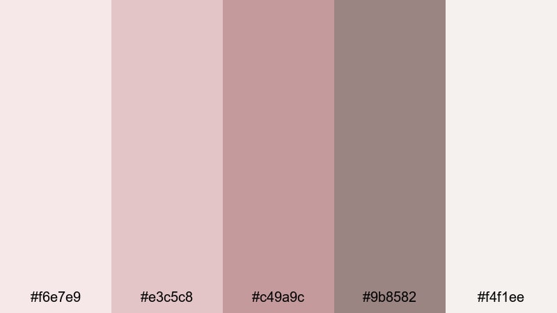 dusty rose neutrals feminine color palette with hex codes