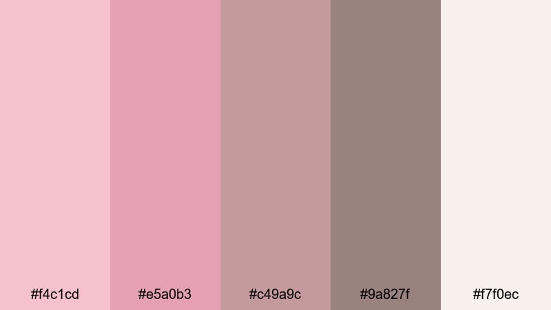 dusty rose neutrals light pink color palette with hex codes