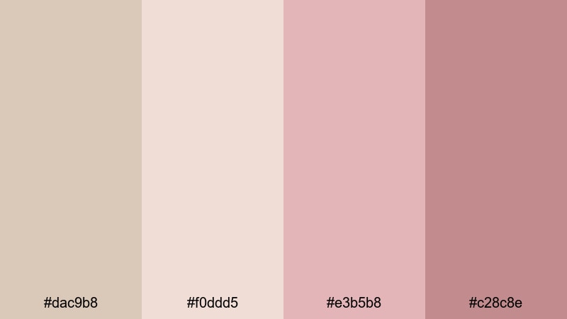 dusty rose storybook light taupe color palette with hex codes