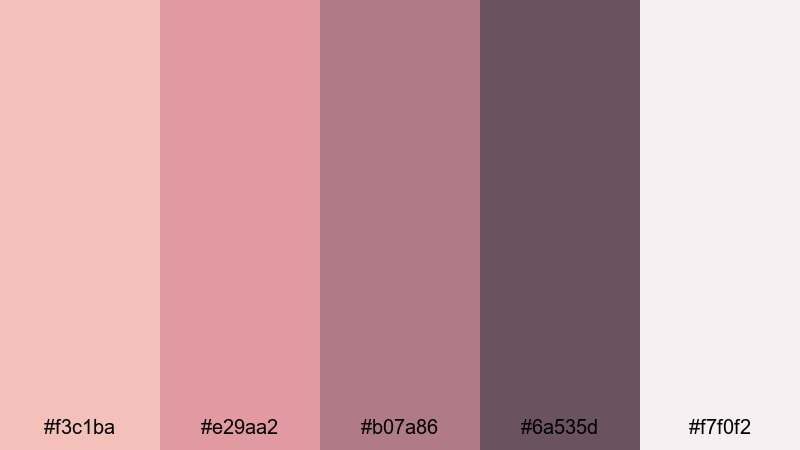 dusty rose studio salmon color palette with hex codes
