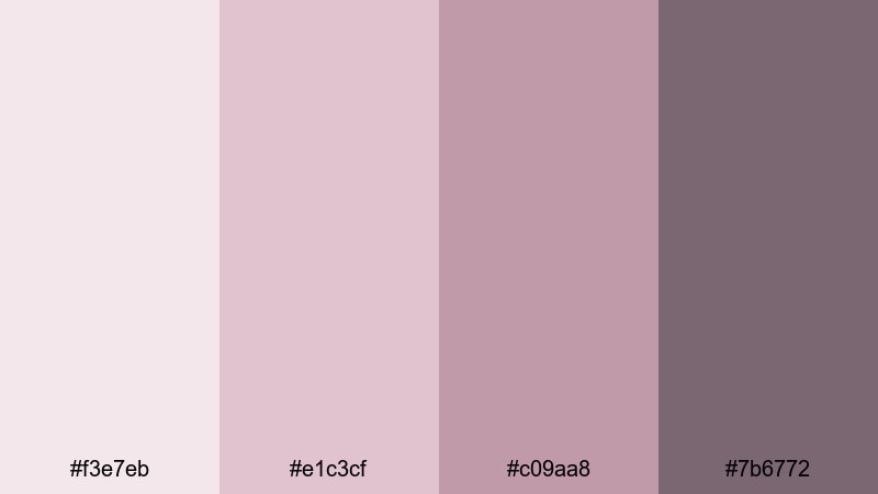 dusty rose whisper muted color palette with hex codes