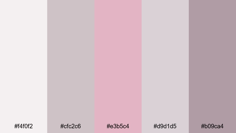 dusty rose whisper pastel gray color palette with hex codes