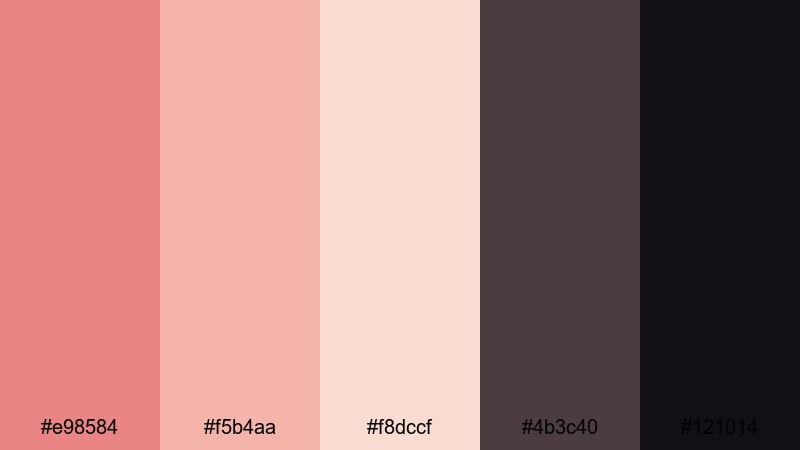 dusty salmon noir salmon pink color palette with hex codes