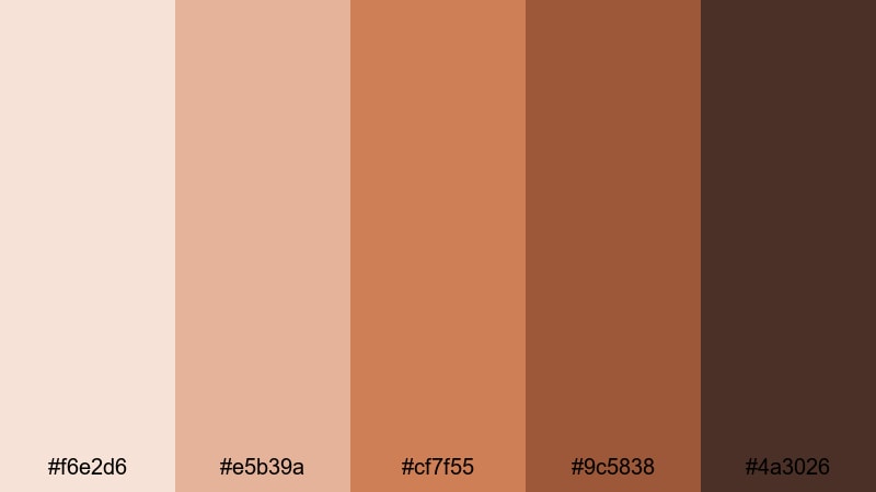 dusty terracotta memories orange brown color palette with hex codes