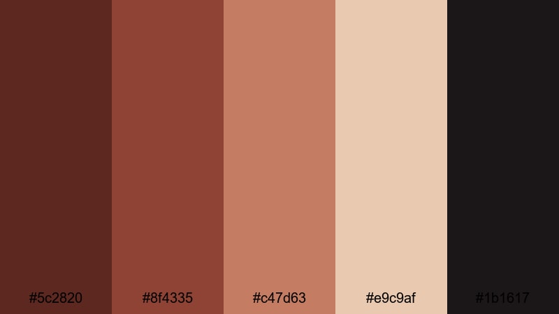 dusty theater velvet russet color palette with hex codes