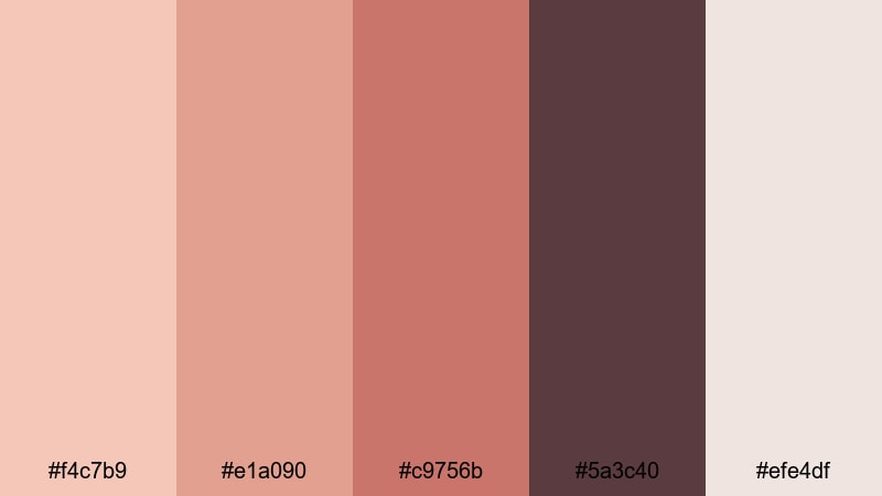 dusty velvet peach peach color palette with hex codes