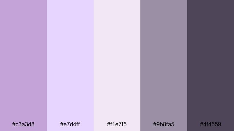 dusty violet film grain lilac lavender color palette with hex codes