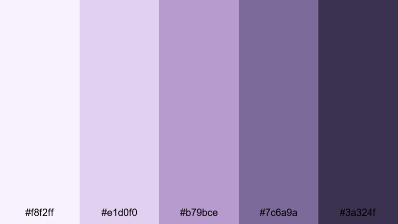 dusty wisteria edit blue mauve color palette with hex codes