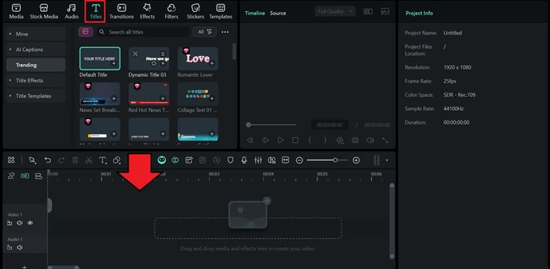 scrolling titles in filmora