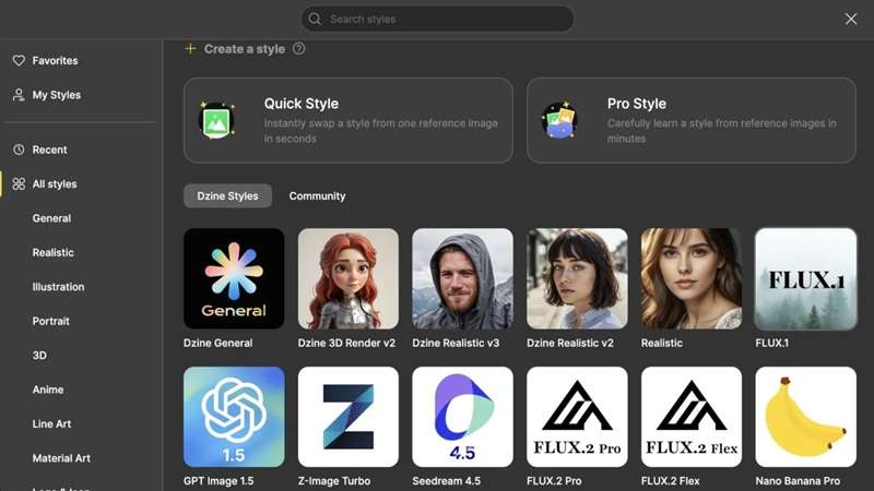 dzine ai style app