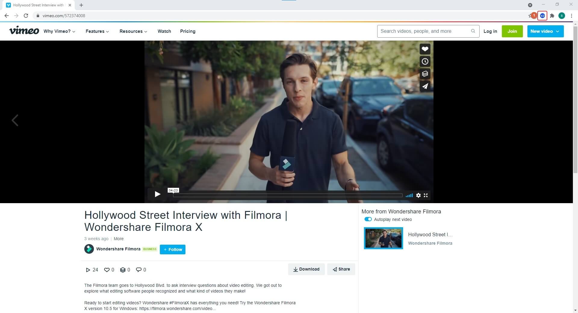 download video vimeo dengan ekstensi