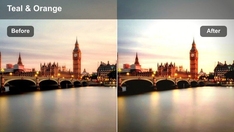 Vlogger at blue hour with glowing city skyline and balanced night filter.