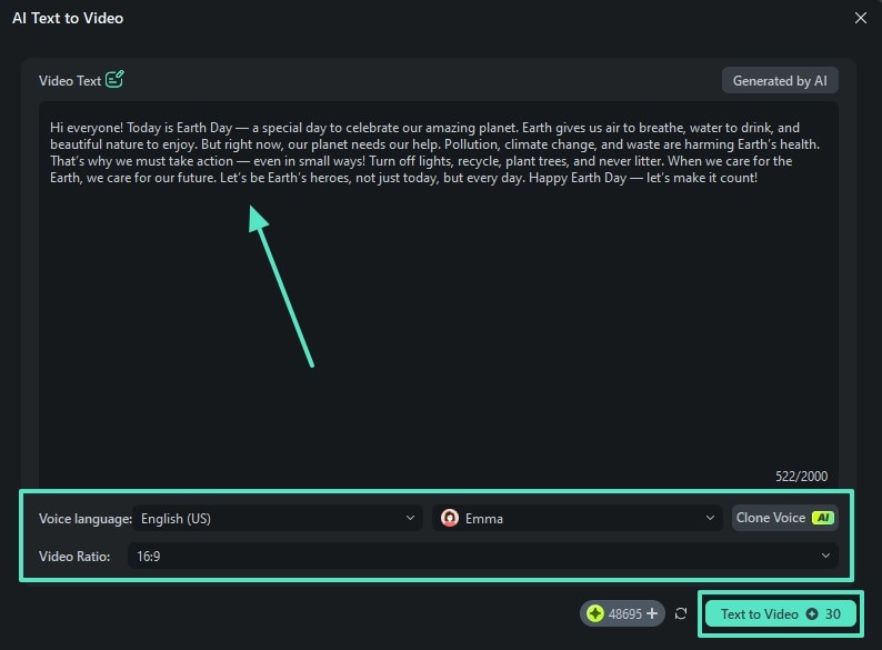 type in video text prompt