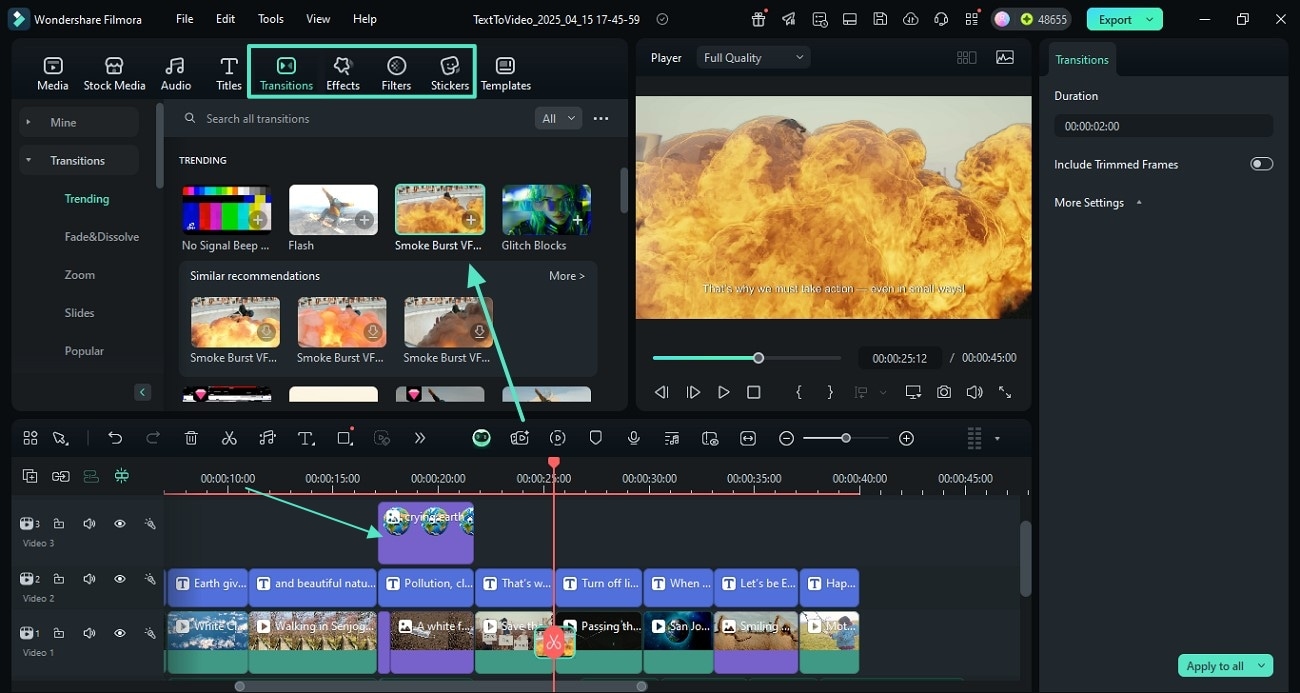 apply smooth transitions to video