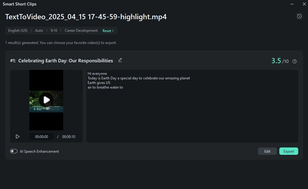 generate short clips