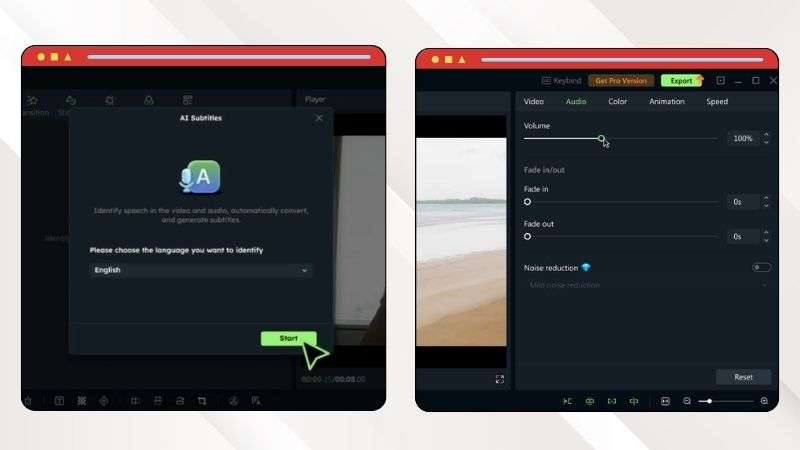 ai subtitles and noise reduction