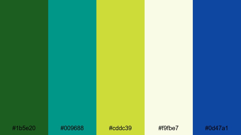 eco brand refresh green yellow blue color palette with hex codes