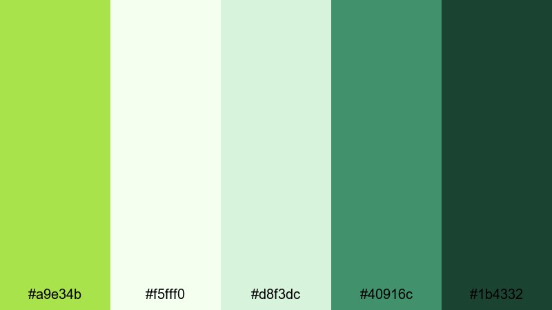 eco product minimal lime green color palette with hex codes