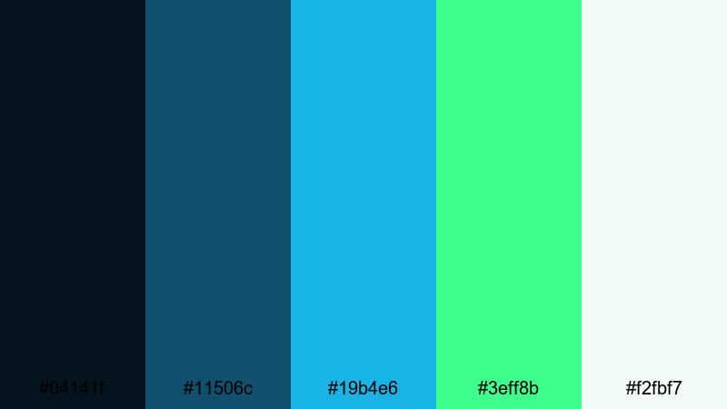 eco tech startup blue neon green color palette with hex codes