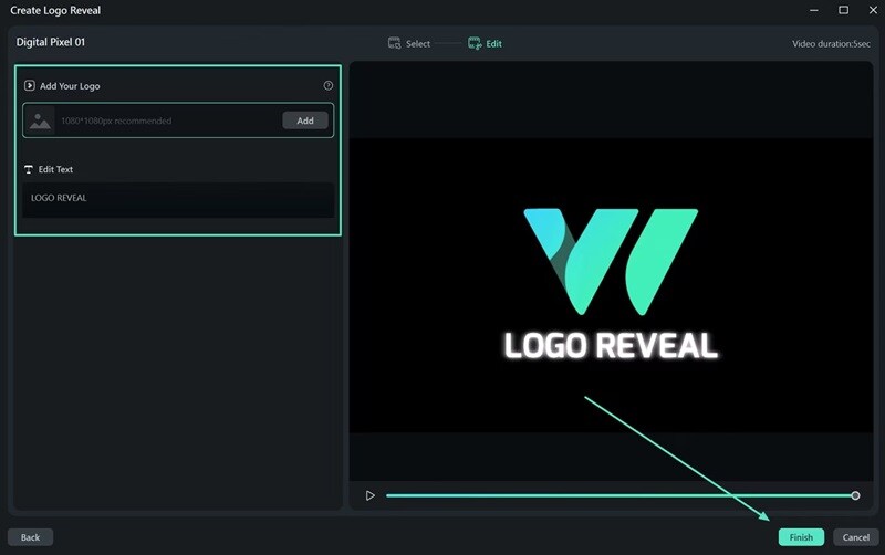 edit text for the logo reveal