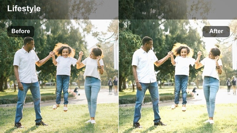Content creator at a computer desk in daylight with balanced screen and room exposure.