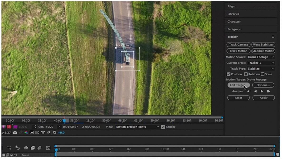 edit target track motion feature