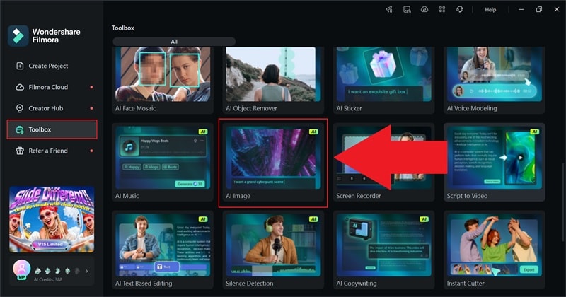 trouver la fonctionnalité AI Image