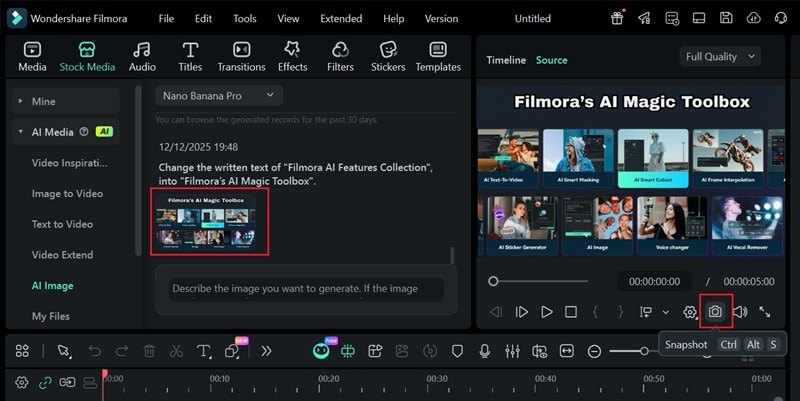 prévisualiser et cliquer sur l’icône appareil photo