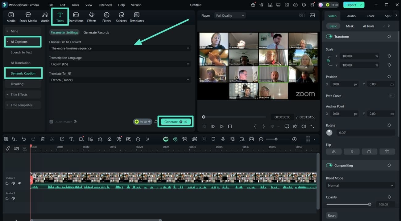 generate dynamic captions zoom meeting