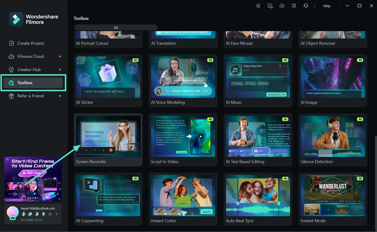 locate screen recorder wondershare filmora tool