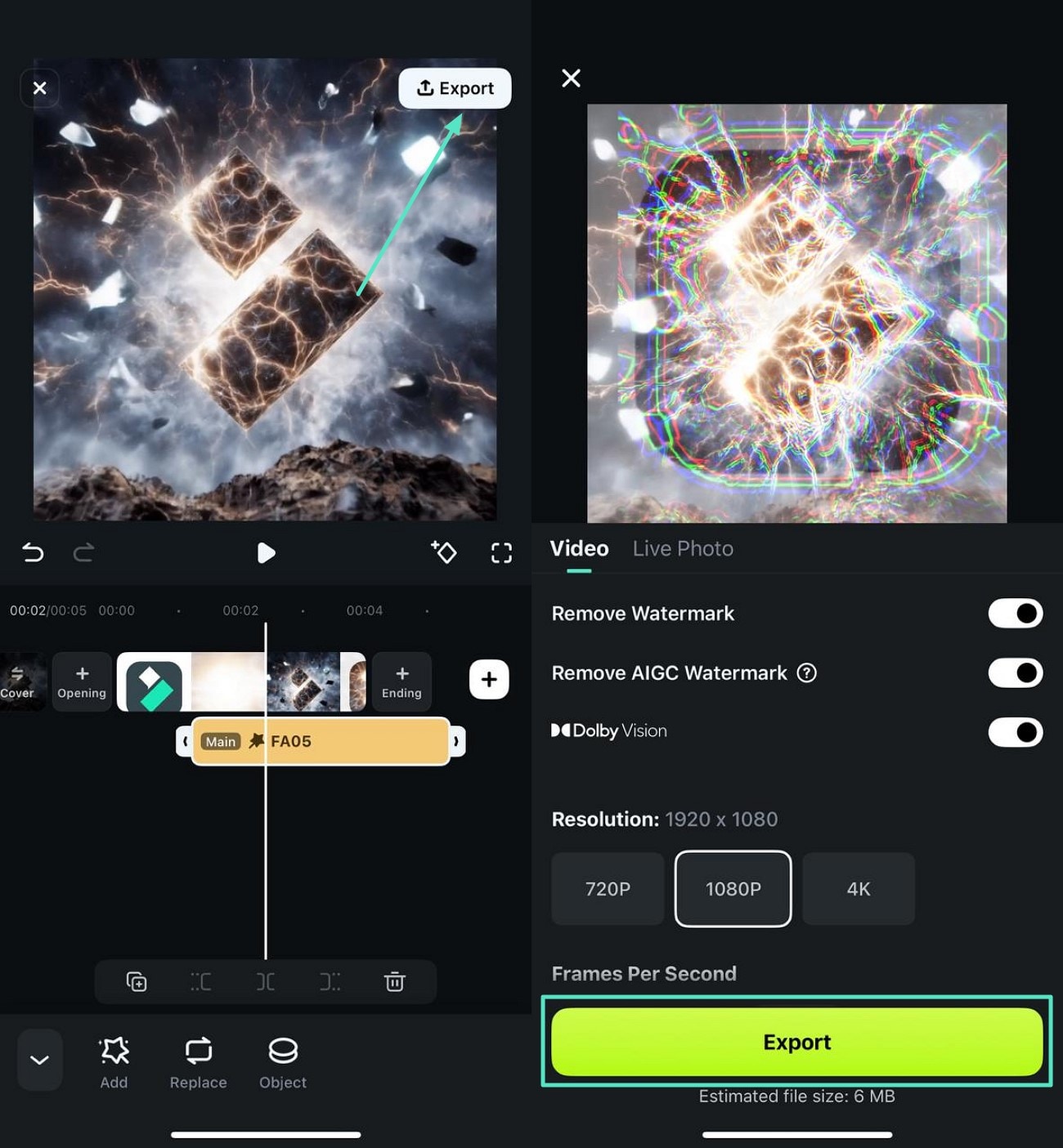 export generate logo video