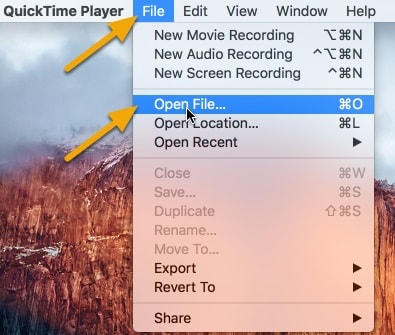 импортировать медиа в проигрыватель QuickTime