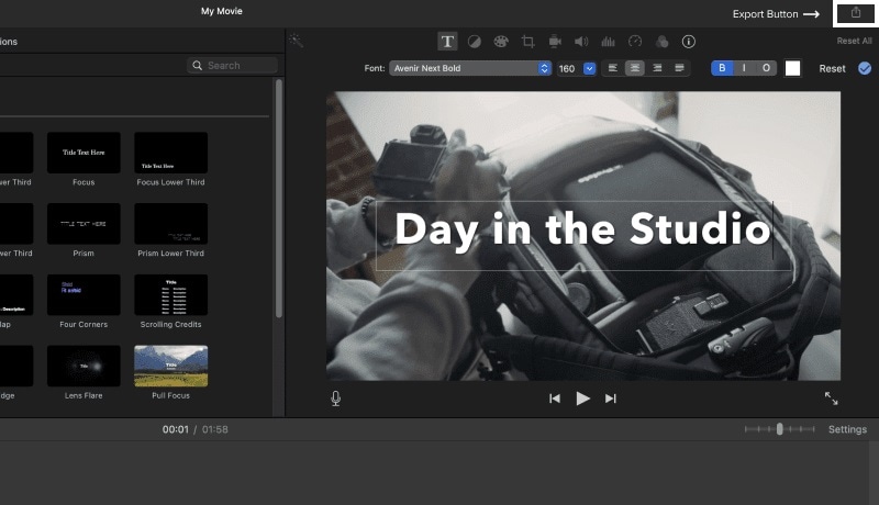 export the video from imovie