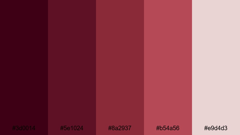 editorial burgundy monochrome burgundy color palette with hex codes