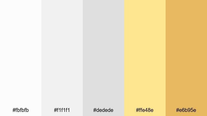 editorial highlight fade white yellow color palette with hex codes