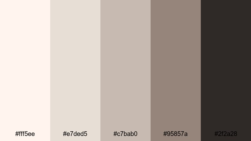 editorial neutral studio seashell color palette with hex codes