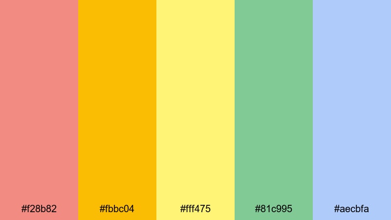 editorial rainbow lines rainbow color palette with hex codes