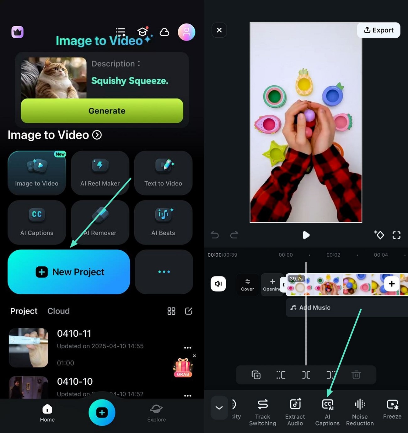 launch app access ai captions tool