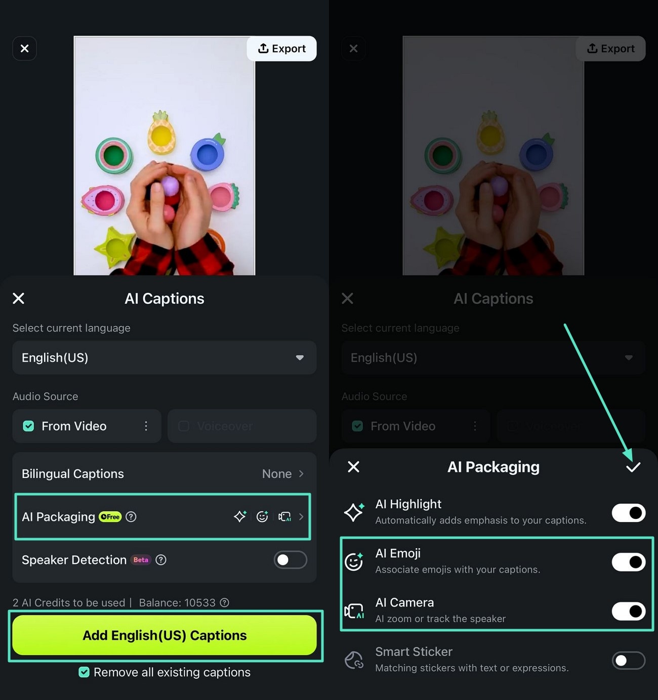enable ai emoji and camera