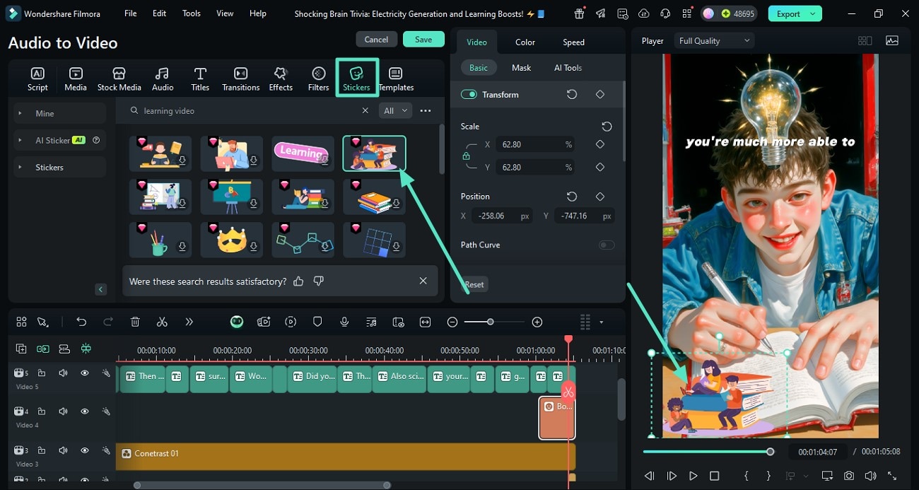 insert stickers to video