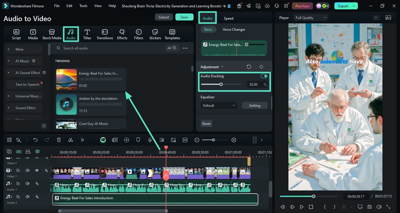 add music through filmora audio