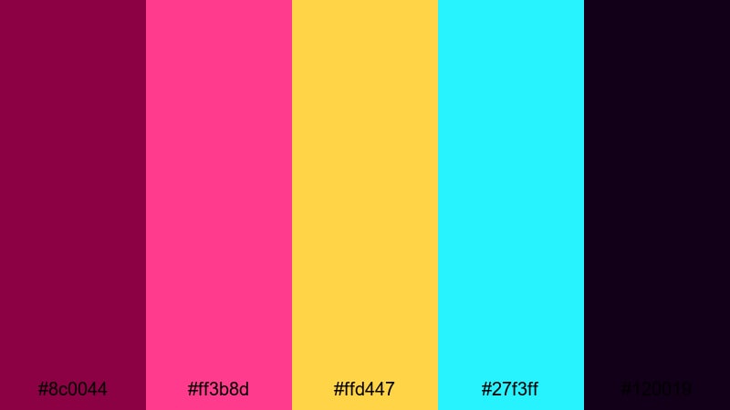 electric berry neon boysenberry color palette with hex codes