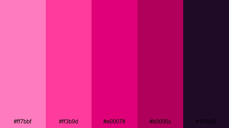 electric berry pop red violet color palette with hex codes