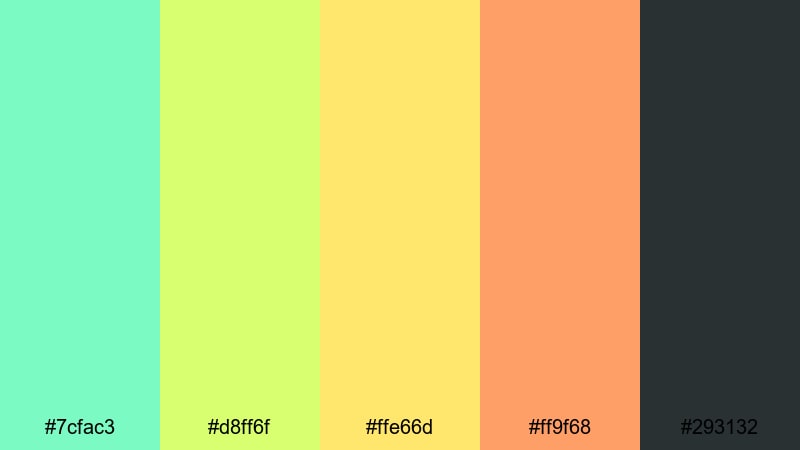 electric citrus mint mint color palette with hex codes